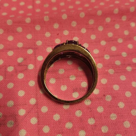 Iolite & Diamond Accent Trilogy Gold Vermeil/ Sterling Ring - Picture 4 of 7